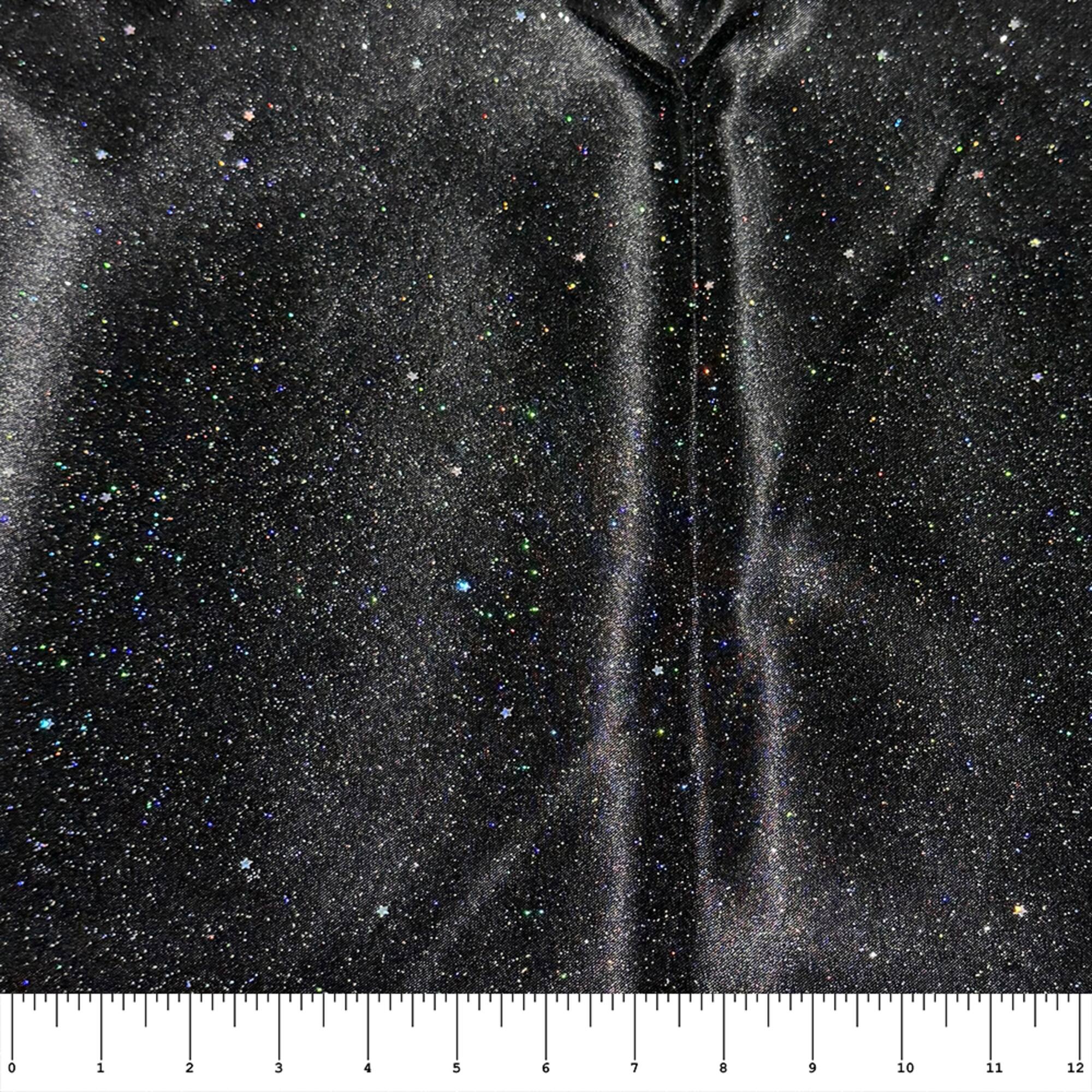 Feldman Star Black Glitter Satin